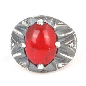 925 Sterling Silver Men's Handcrafted <b>Ring</b> with Oval Synthetic Ruby Stone <b>Dainty</b> Style for Everyday Wear IGI Certified for Boys - Product Image 4