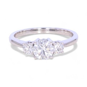 Anillo de compromiso de diamante de moissanita de 1,10 quilates de corte redondo de quilates, Juego de 3 puntas de piedra en platino para mujer - Product Image 3