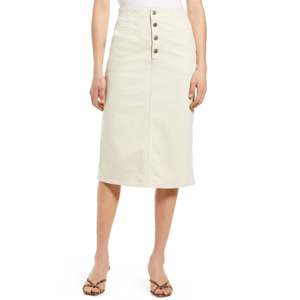 Gonna in denim beige AG Selina da donna, con bottoni, effetto distressed, stile vintage, casual ed elegante, a tubino dritto, taglia 29, per l'autunno - Product Image 1