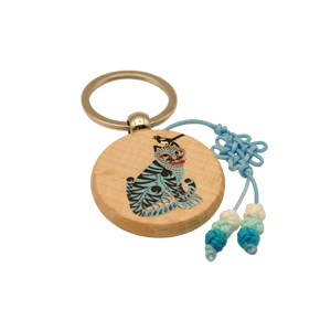 Porte-clés rond en bois imprimé UV Hojakdo - Product Image 3