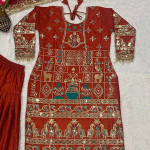 Lancement du nouveau Top de vêtements de soirée design Dhoti Salwar et Dupatta avec broderie et séquence - Product Image 1