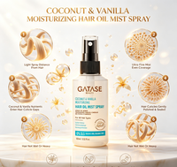 GATASE Vegan Organic Coconut Vanilla Nourishing Vitamin B7 Volumizing Smoothing Lightening Hair-Repairing Hair Oil Spray.