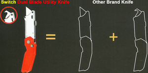 <b>Folding</b> <b>Utility</b> <b>Knife</b> Retractable With Nylon Handle Dual Blade Straight And Hook Blade OEM ODM Taiwan Supplier - Product Image 5