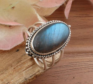 Anillo de labradorita hecho a mano en plata de ley 925 Vintage Boho declaración joyería anillo de piedras preciosas naturales para mujer - Product Image 2