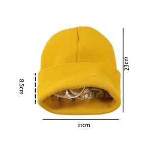 Gorro de invierno de acrílico de punto grueso y pesado de alta calidad, gorro bordado personalizado con logotipo, gorro cálido con puños, sombreros de estilo liso - Product Image 4