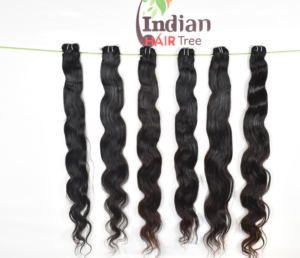 Extensions de cheveux humains naturels Remy indiens de haute qualité, ondulations corporelles, vierges brutes, cuticules alignées, texture ondulée profonde non traitée, exportées - Product Image 3