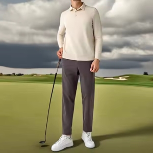 2025 pantalon de Fitness formel pour hommes tissu peigné haute élastique doux 100% Polyester Anti-boulochage séchage rapide pantalon de costume à double usage - Product Image 6