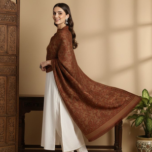 Pure Wool Kullu Shawl 80x40 Inch Handwoven with Timeless Indian Motifs Soft & Warm for Cold Weather Comfort at Wholesale Price - Product Image 5