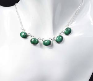Collar de plata de ley 925 con malaquita verde, joyería de piedras preciosas hecha a mano, piedra de nacimiento de abril, regalo elegante para mujer - Product Image 6
