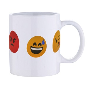 Tazza in porcellana da 33cl, nera con design emoticon - faccine - Product Image 1