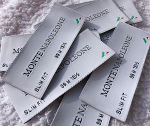 Etiqueta tejida con estampado de logotipo de diseño personal con letras de marca de ropa privada personalizada, etiqueta tejida sin Moq - Product Image 2