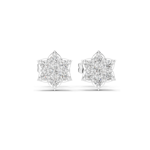 Boucles d'oreilles clous florales en diamant de laboratoire 0,38 CT, clarté VVS-VS EF, or 18 carats, 14 carats, 10 carats et argent 925, moissanite et or rose, jaune - Product Image 2