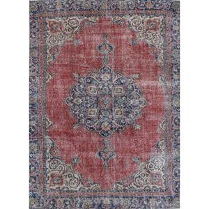 Alfombras Vintage de Lana 9x12 en Rojo y Naranja, con Patrón de Medallón Anudado a Mano, para Hogar y Sala de Estar, Alfombra Rectangular para Pasillo - Product Image 1