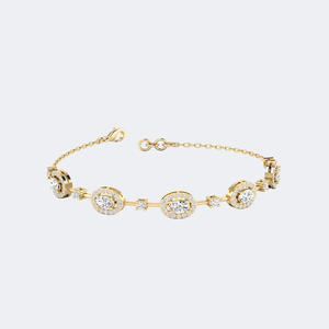 Pulsera de oro con diamantes cultivados en laboratorio de 2.00 quilates, con halo ovalado y conjunto de diamantes en racimo de formas múltiples, para mujer - Product Image 1