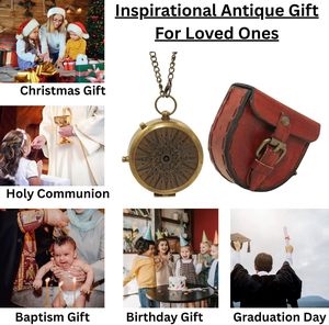 Brújula Clásica de Cobre con Estuche de Cuero |   Regalo Grabado con Diseño Rectangular/Circular de Ser Valiente para Navidad y Año Nuevo - Product Image 3
