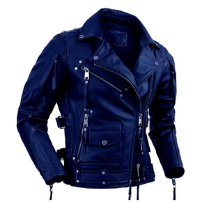 Chaqueta de cuero para hombre 2025 estilo de moda logotipo personalizado calidad Slim Fit Stand Collar chaqueta de cuero - Product Image 1