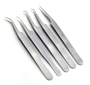 Pinzas de volumen de extensión de pestañas de acero inoxidable de calidad profesional, aislamiento de recogida de ventilador de puntos finos afilados curvos rectos - Product Image 6