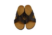 Sandales Homme Moroccan Soul à Semelle Liège, Entresol EVA et Coussin d'Air, à Enfiler, Printemps/Été, Semelle Extérieure en Cuir Véritable, Motif Géométrique