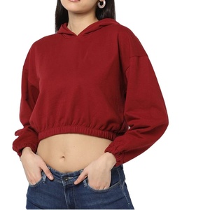 Sudadera Corta de Manga Larga para Mujer, Sudadera Corta con Capucha, Estilo Hip Hop, Sexy - Product Image 1