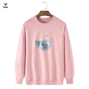 Logotipo personalizado 400Gsm Fleece grueso DTG Impreso Color sólido Hombres Sudadera de gran tamaño con cuello redondo - Product Image 1