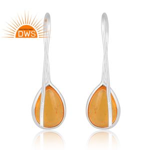 Último diseño de plata esterlina fina ámbar natural cultivado piedras preciosas pendientes colgantes fabricante de joyería personalizada - Product Image 4