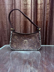Bolsos de cuero genuino tallados a mano de lujo para mujer, bolso de hombro con estampado floral hecho a mano, bolso de diseñador vintage - Product Image 1