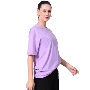 เสื้อยืดสตรีคอกลมแขนสั้นทรงหลวมสีพื้น - Product Image 5