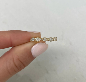 10K oro laboratorio cultivado diamante boda banda laboratorio diamante joyería Marquesa corte diamante compromiso anillo Marquesa bisel eternidad banda - Product Image 2