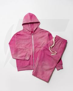 Survêtement/survêtement personnalisé délavé à l'acide, vente en gros d'ensemble de jogging délavé à l'acide en deux pièces, mode de rue - Product Image 1