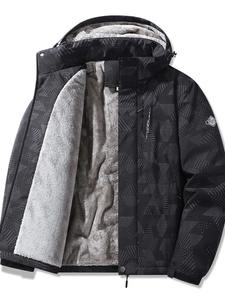 2025 Autumn Winter Fashion <b>Men's</b> Casual Canvas Thin Jacket Loose Plus Size Sports Coat L-5XL Waterproof Fleece Zipper Closure - Product Image 5