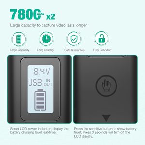 Lot de 2 batteries NP-F970 FirstPower avec écran LCD de sortie USB, compatible avec le moniteur de lumière vidéo Sony Handycam, remplacement - Product Image 6