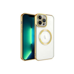 Netzy pour iPhone 13 Pro Max pour Magsafe Compatible Chargeur sans fil Étui SAFA Setro Étui en silicone Or/Blanc Étui de téléphone portable - Product Image 1