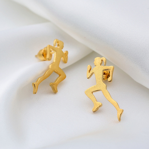Runner Girl-pendientes de plata de ley 925 chapados en oro de 22K, joyería hecha a mano - Product Image 4