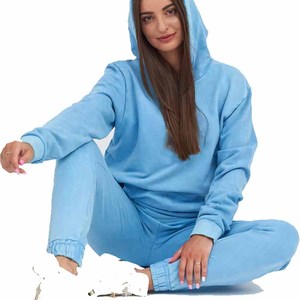 Conjunto Deportivo de Dos Piezas para Mujer, Estilo Relajado, Lavado Ácido, Sudadera con Capucha y Pantalones Cómodos - Product Image 2