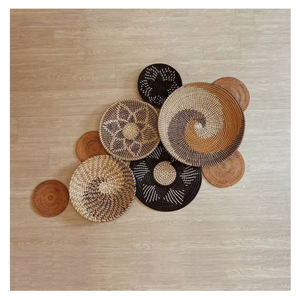 Hot Deal Seagrass Fond Tenture Murale Décor Plaque Ronde Tissé Algues Plateaux Plat pour Ménage Salon Décoration Murale - Product Image 1