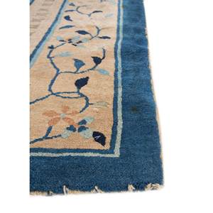 Alfombra de Lana Anudada a Mano Azul Pechino, Diseño Floral Clásico, Rectangular 9x12, Alfombra Hecha a Mano para Sala de Estar o Pasillo - Product Image 4