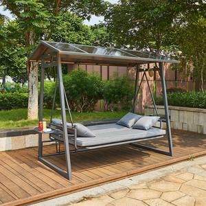 Chaise longue de jardin moderne à <span class=keywords><strong>4</strong></span> <span class=keywords><strong>places</strong></span>, super confortable, en aluminium, pour cour, école, parc, patio, avec auvent - Product Image 3