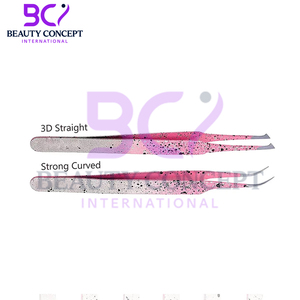 Stainless Steel High Quality Durable Lightweight Fine Point Salon Grade Hand Made Elegant Anti Slip Eyelashes Tweezers - Product Image 3