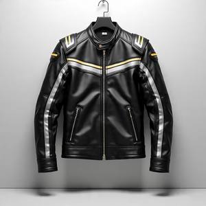 Premium Black Leather Cafe <b>Racer</b> <b>Jacket</b> | Tailored Fit | Bulk Order Pricing Available - Product Image 4