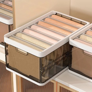 New Nhựa Trong Suốt Có Thể Gập Lại 9 Lưới Quần Jean Quần Áo Tủ Quần Áo Lưu Trữ Hộp Tủ Quần Áo Chia Ngăn Kéo Lưu Trữ Tổ Chức Với Nắp - Product Image 1