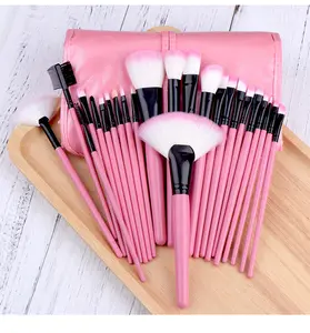 Os 24 pincéis de maquiagem mais populares Pink Asian Paints Preços Brush Pu Leather Labels 24pcs