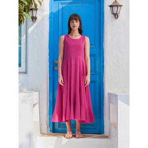 Vestido Maxi Largo de Algodón Rosalie - Cintura Imperio Sólida de Una Pieza de Alta Calidad para el Día o Fiestas - Product Image 1