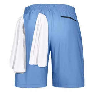 Pantalones cortos informales con cordón para hombre con cintura elástica, ideales para gimnasio y ropa informal, pantalones cortos de verano 100% de algodón y poliéster para hombre - Product Image 3