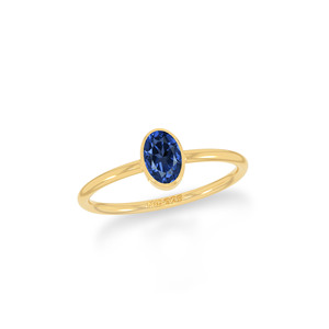 Anillo Minimalista de Diseño Hecho a Mano con Engaste de Cianita Natural Chapado en Oro de 18K - Regalo para Ella, Anillo Apilable para Fiesta - Product Image 1