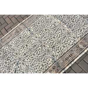 Tapis vintage 3,9x6,8 pieds, tapis turc, tapis en laine patchwork gris brun - Product Image 5