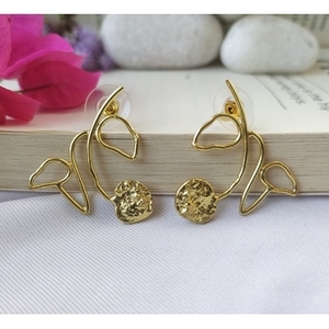 Pendientes de Latón Hechos a Mano, Geométricos, Estilo Bohemio, Tipo Aro y Araña, Chapados en Oro y Rodio - Product Image 1