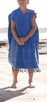 Serviette de plage à capuche turque, poncho rayé en coton absorbant pour adultes et enfants, tenue de surf