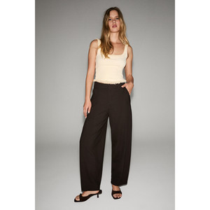 GRIMELANGE GRAZIA Women's Soft Textured Woven <b>Balloon</b> Leg Trousers - Product Image 1