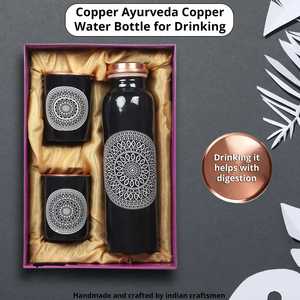 Traditional Pure Copper Water Bottle with Cup Set Crafted for Wellness Detox and Digestive System Support - Product Image 3