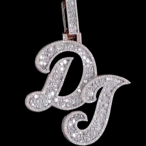 Custom Initial <b>Letter</b> Hip Hop Moissanite Baguette And Round Diamond Pendant 925 Sterling Silver Fine Jewelry Pendants & <b>Charms</b> - Product Image 1